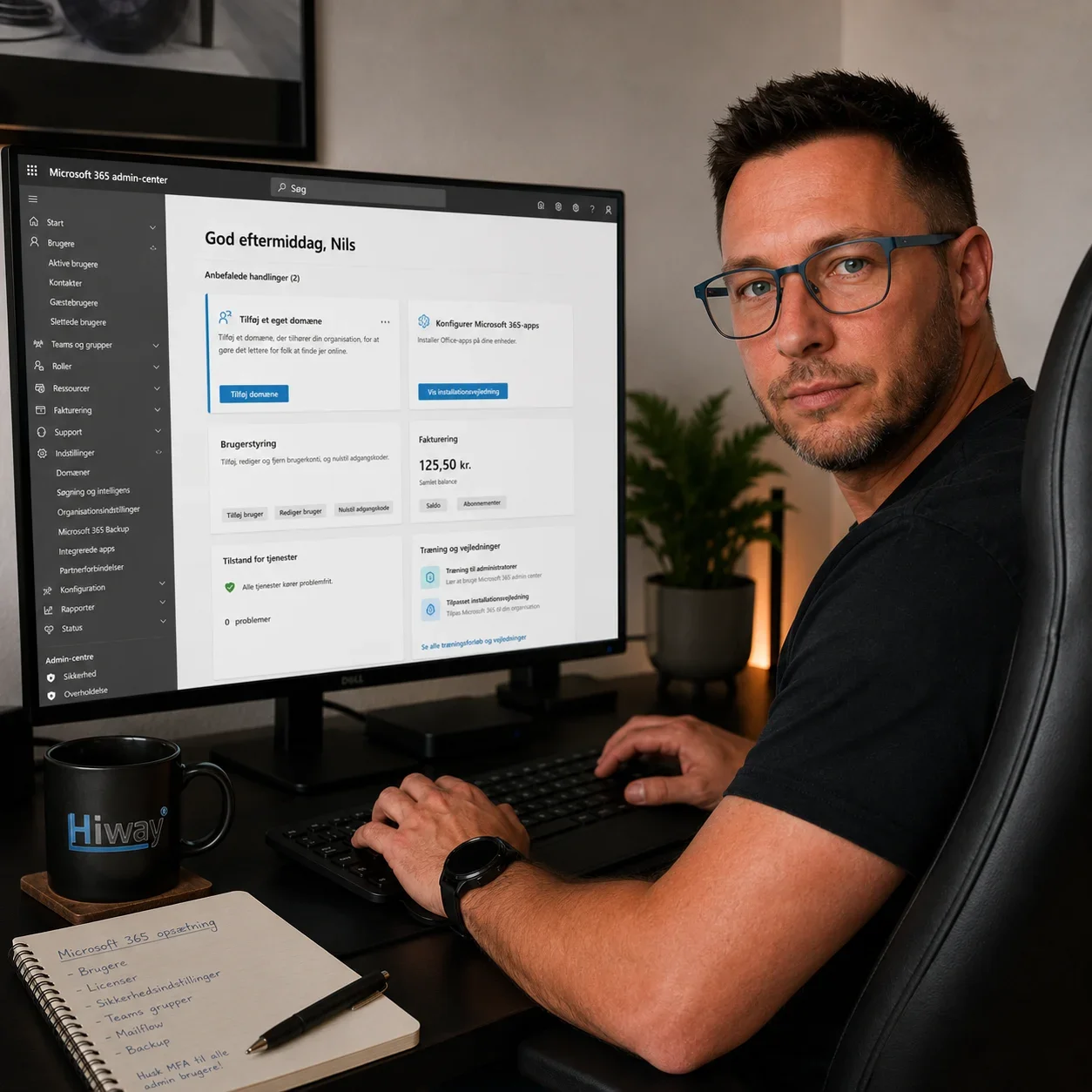 IT-konsulent fra Hiway Data arbejder med Microsoft 365 administration