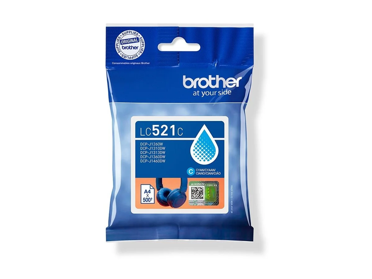 Brother LC 521C Cyan 500 sider Blæk