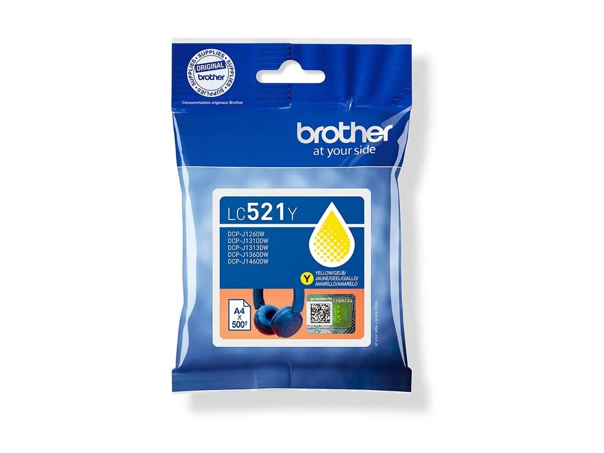 Brother LC521Y Gul 500 sider Blæk