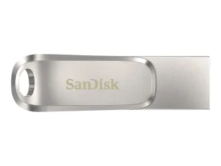 SanDisk Ultra Dual Drive Luxe 64GB USB 3.2 Gen 1 / USB-C USB stick Sølv