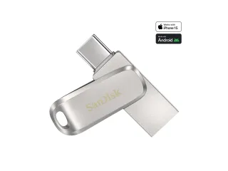 SanDisk Ultra Dual Drive Luxe 64GB USB 3.2 Gen 1 / USB-C USB stick Sølv